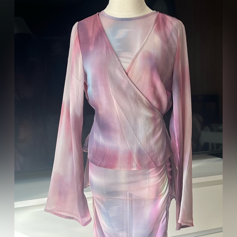 H&M Sheer Pink/Lavender Wrap Top and Dress - Picture 1 of 6